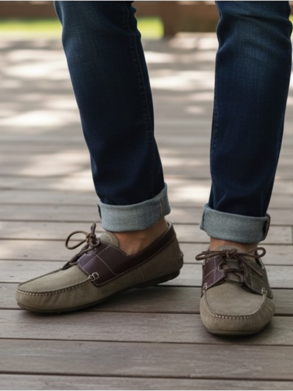 Prada tan suede and brown leather moc loafers 11